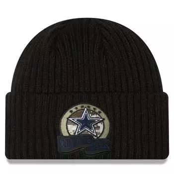 Мужская вязаная шапка Dallas Cowboys New Era 2022 Salute To Service черного цвета