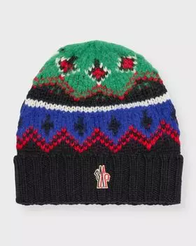 Мужская вязаная шапка Fairisle Moncler Grenoble, цвет Black