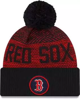 Мужская вязаная шапка New Era Boston Red Sox темно-синего цвета из аутентичной коллекции