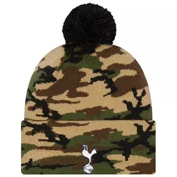 Мужская вязаная шапка New Era Camo Tottenham Hotspur с манжетами и помпоном