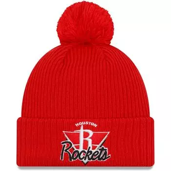 Мужская вязаная шапка New Era Red Houston Rockets 2021 NBA Tip-Off Team цвета с помпоном и манжетами