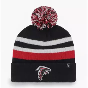 Мужская вязаная шапка с манжетами и помпоном '47 Black Atlanta Falcons State Line 47 Brand