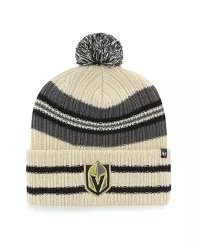 Мужская вязаная шапка с манжетами и помпоном '47 Natural Vegas Golden Knights Hone '47 Brand