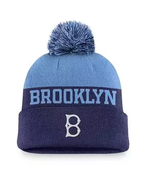 Мужская вязаная шапка с манжетами и помпоном Royal Brooklyn Dodgers Rewind Peak Nike, синий