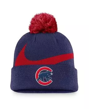 Мужская вязаная шапка с манжетами и помпоном Royal Chicago Cubs Swoosh Peak Nike, синий