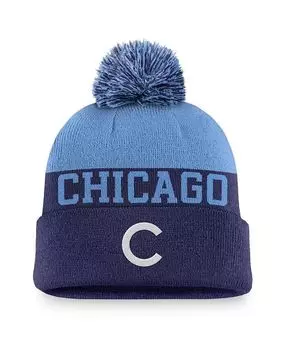 Мужская вязаная шапка с манжетами и помпоном Royal Chicago Cubs Rewind Peak Nike, синий