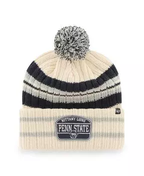 Мужская вязаная шапка с манжетами и помпоном из натурального материала Penn State Nittany Lions Hone Patch '47 Brand