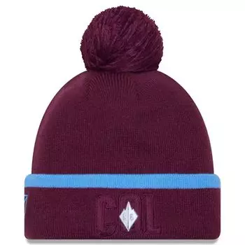 Мужская вязаная шапка с манжетами и помпоном New Era бордового цвета Colorado Rapids с надписью Kick Off