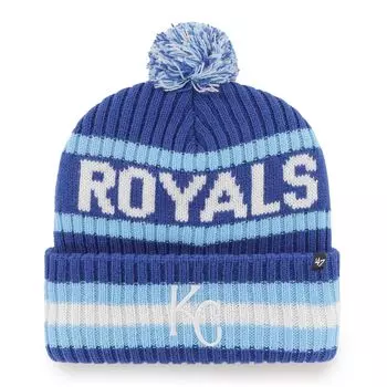 Мужская вязаная шапка с манжетами и помпоном Royal Kansas City Royals Bering '47 47 Brand