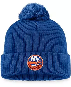 Мужская вязаная шапка с манжетами и помпоном с логотипом Royal New York Islanders Core Primary Fanatics