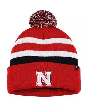 Мужская вязаная шапка Scarlet Nebraska Huskers State Line с манжетами и помпоном '47 Brand, красный