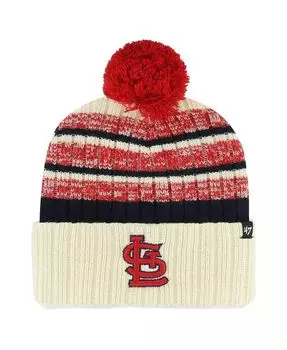 Мужская вязаная шапка St. Louis Cardinals Tavern с манжетами и помпоном натурального цвета '47 Brand, бежевый