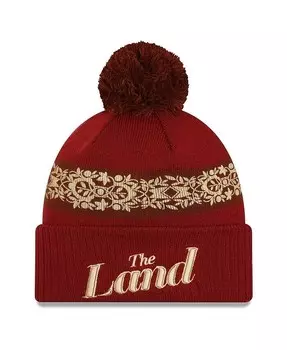 Мужская вязаная шапка Wine Cleveland Cavaliers 2023/24 City Edition с манжетами и помпоном New Era, красный