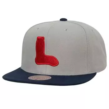 Мужская выездная бейсболка Mitchell & Ness Grey Boston Red Sox Cooperstown Collection Away Snapback