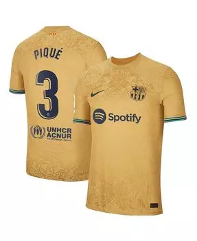 Мужская выездная футболка Gerard Pique Gold Barcelona 2022/23 Authentic Player Nike