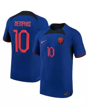 Мужская выездная футболка Vapor Match синего цвета для сборной Нидерландов 2022/23 с Мемфисом Депаем, аутентичная футболка игрока Nike