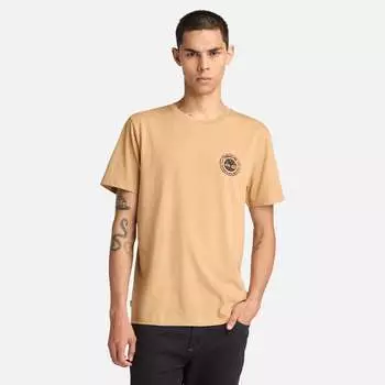 Мужская вышитая футболка с коротким рукавом Timberland, цвет light wheat