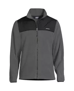 Мужская высокая флисовая куртка на молнии на всю длину Lands' End, серый