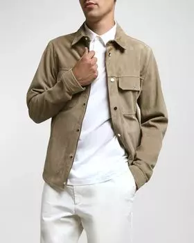 Мужская замшевая рубашка с застежкой спереди Moncler, цвет Beige