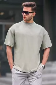 Мужская зеленая базовая футболка Oversize Madmext, зеленый