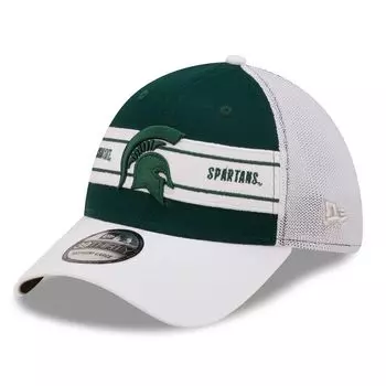 Мужская зеленая/белая мужская кепка New Era Michigan State Spartans с полосой 39THIRTY Flex Hat
