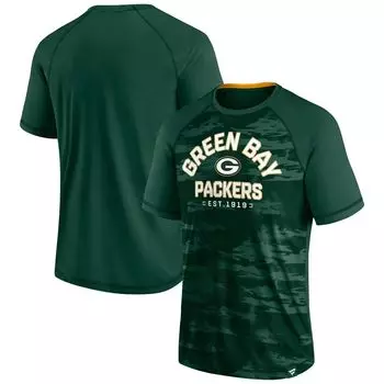 Мужская зеленая фирменная футболка Green Bay Packers Hail Mary реглан Fanatics