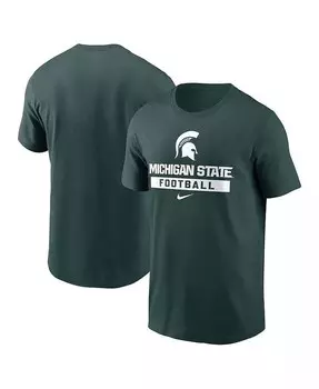 Мужская зеленая футбольная футболка Michigan State Spartans Nike, зеленый