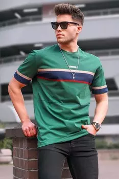 Мужская зеленая футболка 5372 MADMEXT