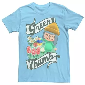Мужская зеленая футболка Animal Crossing New Horizons для большого пальца Villager Licensed Character