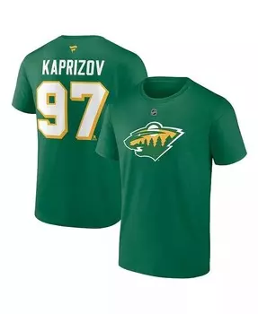 Мужская зеленая футболка Кирилл Капризов Minnesota Wild Authentic Stack с именем и номером Fanatics, зеленый