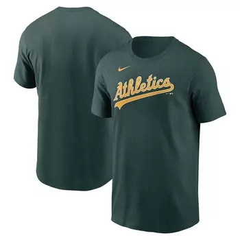 Мужская зеленая футболка Nike Oakland Athletics Fuse Wordmark, цвет Oas Green