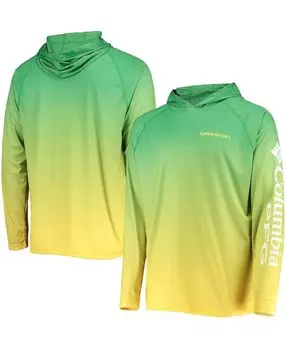 Мужская зеленая футболка oregon ducks terminal tackle omni-shade upf 50 с длинным рукавом и капюшоном с длинным рукавом Columbia, зеленый