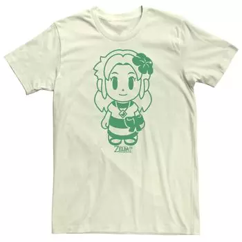 Мужская зеленая футболка Out Line с короткими рукавами Nintendo Link's Awakening Zelda Licensed Character