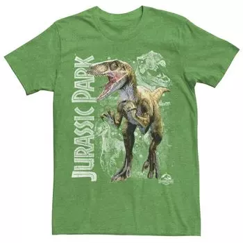 Мужская зеленая футболка с эскизом Velociraptor «Парк Юрского периода» Licensed Character