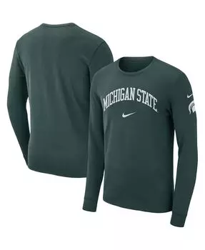 Мужская зеленая футболка с длинным рукавом michigan state spartans arch 2-hit Nike, зеленый