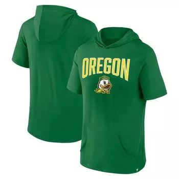 Мужская зеленая футболка с капюшоном с логотипом Fanatics Oregon Ducks и контуром нижней арки