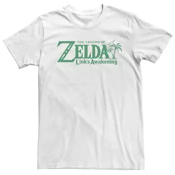 Мужская зеленая футболка с короткими рукавами и надписью Nintendo Link's Awakening Palm Trees Licensed Character