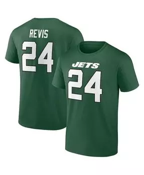 Мужская зеленая футболка с логотипом Darrell Revis New York Jets, значок игрока в отставке, имя и номер Fanatics, зеленый