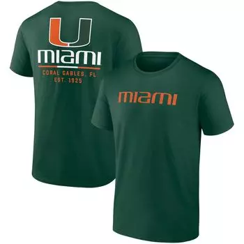 Мужская зеленая футболка с логотипом Miami Hurricanes Game Day 2-Hit Fanatics