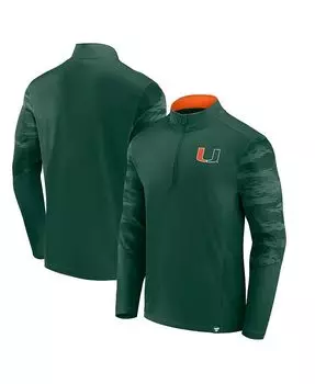 Мужская зеленая футболка с молнией без четверти с фирменным логотипом Miami Hurricanes Ringer Fanatics, зеленый