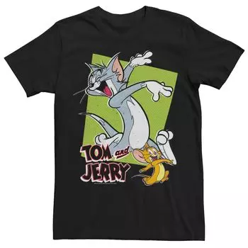 Мужская зеленая футболка с портретом в стиле ретро Looney Tunes Tom and Jerry Licensed Character
