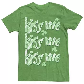 Мужская зеленая футболка с рисунком Kiss Me Clover Word Stack Licensed Character