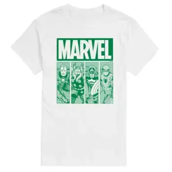 Мужская зеленая футболка с сетчатым рисунком Marvel, белый