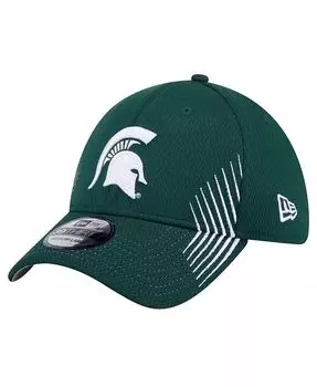 Мужская зеленая кепка Michigan State Spartans Active Slash Sides 39Thirty Flex New Era, зеленый
