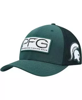 Мужская зеленая кепка Michigan State Spartans PFG Hooks Flex Hat Columbia, зеленый