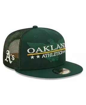 Мужская зеленая кепка Oakland Athletics Patriot Trucker 9FIFTY Snapback New Era