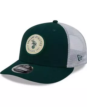 Мужская зеленая кепка Snapback Oakland Athletics Circle Trucker Low Profile 9FIFTY New Era