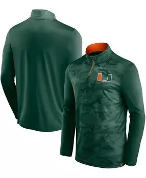 Мужская зеленая куртка miami hurricanes depth chart с жаккардовым камуфляжным принтом и молнией на четверть Fanatics, зеленый