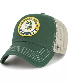Мужская зеленая, натуральная регулируемая шапка Green Bay Packers Notch Trucker Clean Up '47 Brand