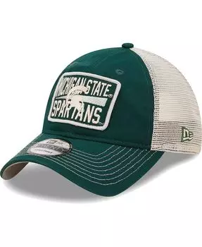 Мужская зеленая, натуральная регулируемая шляпа Michigan State Spartans Devoted 9TWENTY New Era
